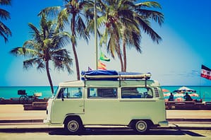 minivan by the beach